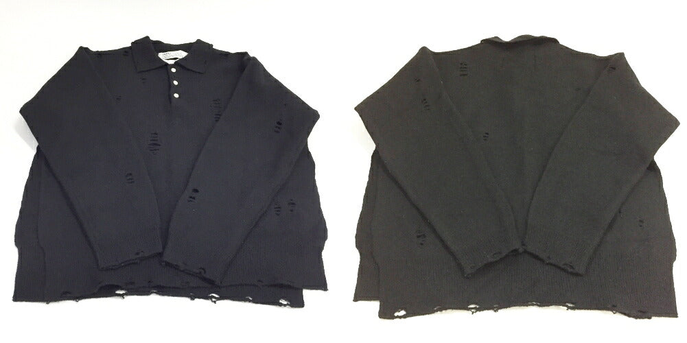 DAIRIKU Damage Polo Knit Black Size M