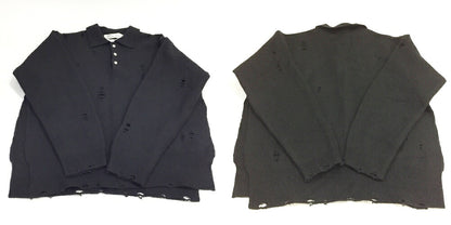 DAIRIKU Damage Polo Knit Black Size M