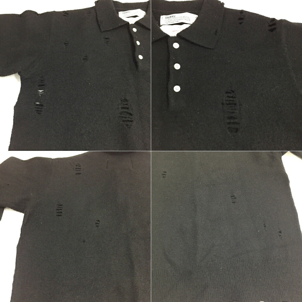 DAIRIKU Damage Polo Knit Black Size M