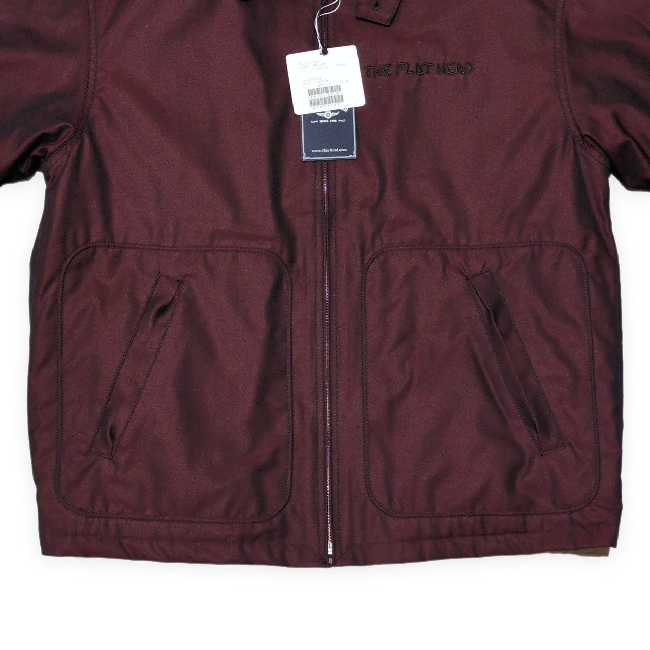 THE FLAT HEAD Red Giza Gabardine Drizzler Jacket Size 40