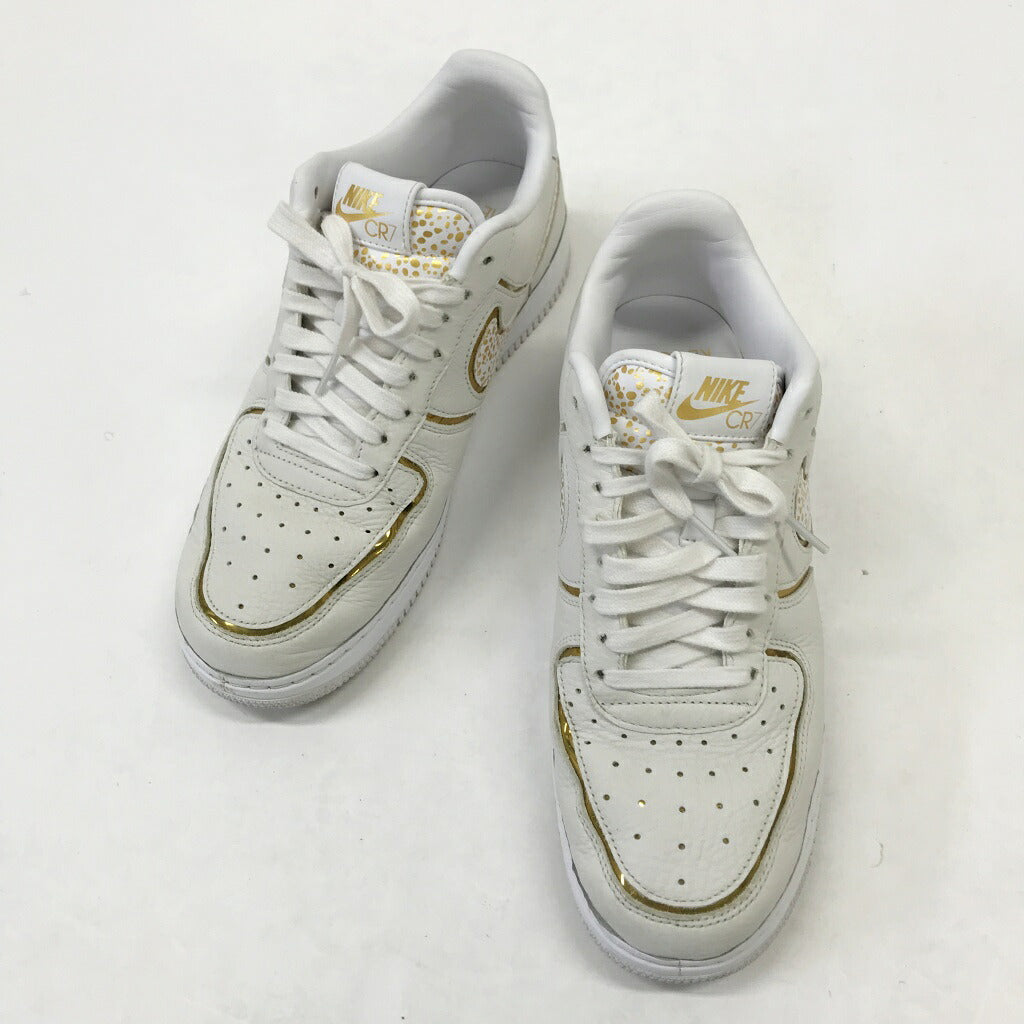 NIKE Air Force 1 Low CR7 White Gold Sneakers Size 27.5