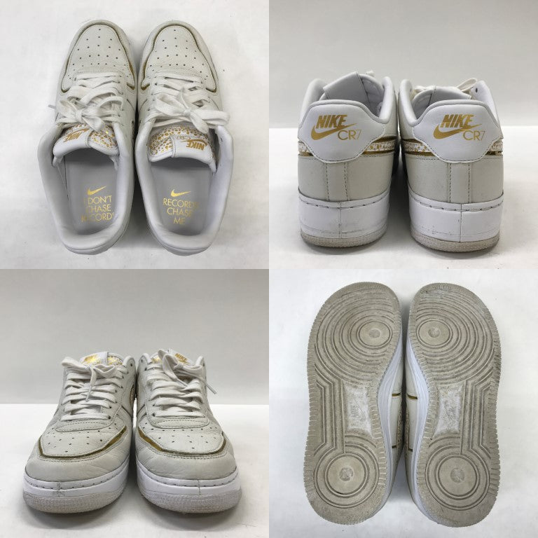 NIKE Air Force 1 Low CR7 White Gold Sneakers Size 27.5