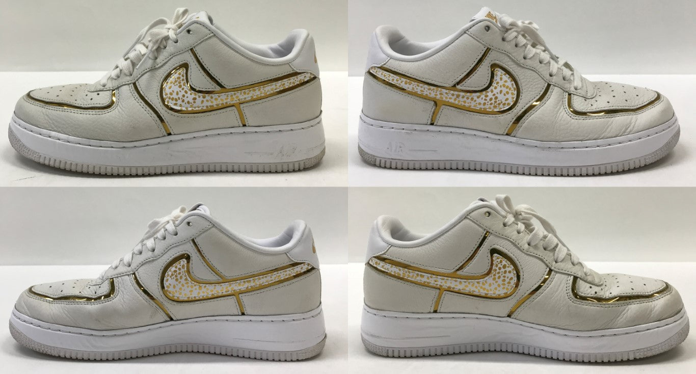NIKE Air Force 1 Low CR7 White Gold Sneakers Size 27.5