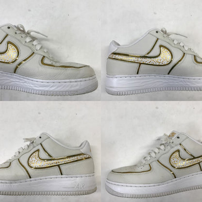NIKE Air Force 1 Low CR7 White Gold Sneakers Size 27.5