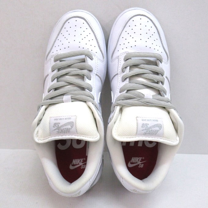 SUPREME x NIKE SB Dunk Low White Silver Sneakers Size 26.5cm