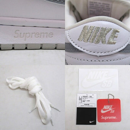SUPREME x NIKE SB Dunk Low White Silver Sneakers Size 26.5cm