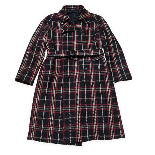 TAGLIATORE BROCK/S Check Double Belted Coat Size 46