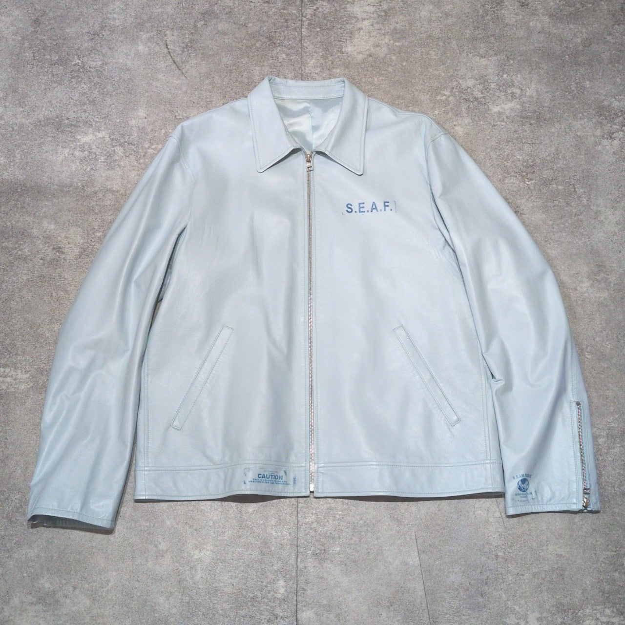 OTAGIRI Lamb Leather Single Riders Jacket Blue Size 3L