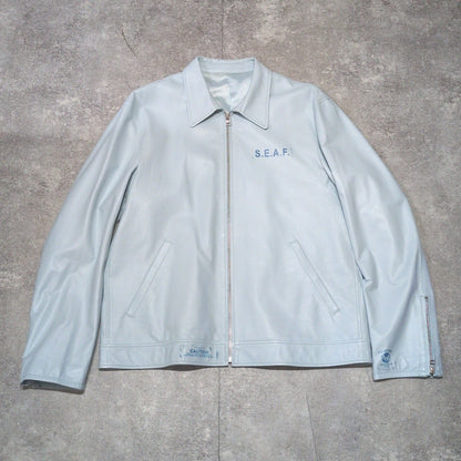 OTAGIRI Lamb Leather Single Riders Jacket Blue Size 3L