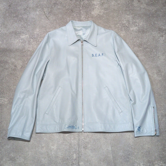 OTAGIRI Lamb Leather Single Riders Jacket Blue Size 3L
