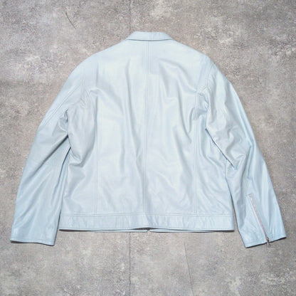 OTAGIRI Lamb Leather Single Riders Jacket Blue Size 3L