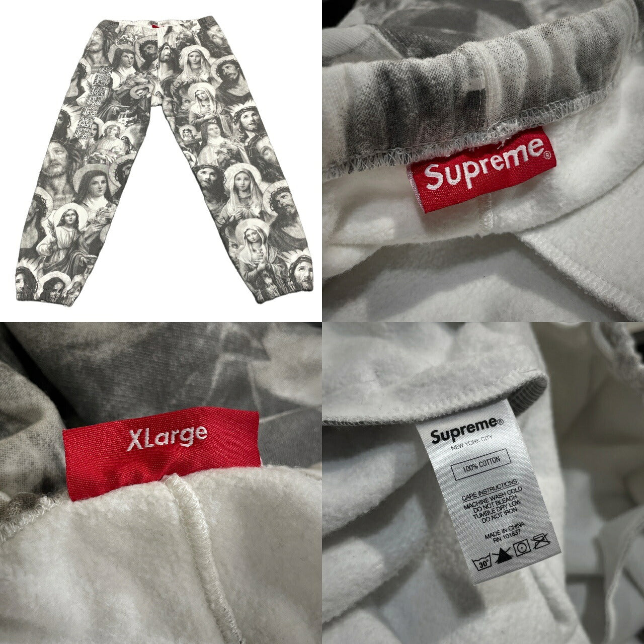 Supreme 18AW Jesus and Mary Cotton Sweatpants Gray Size XL