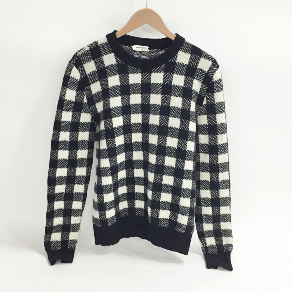 Saint Laurent Paris Block Check Knit Sweater Multi Size S