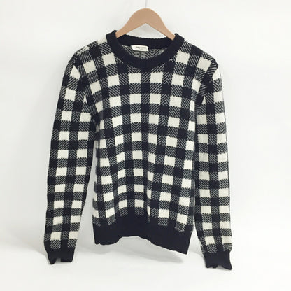 Saint Laurent Paris Block Check Knit Sweater Multi Size S
