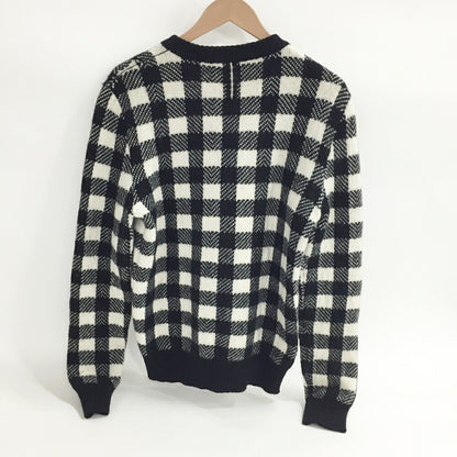 Saint Laurent Paris Block Check Knit Sweater Multi Size S