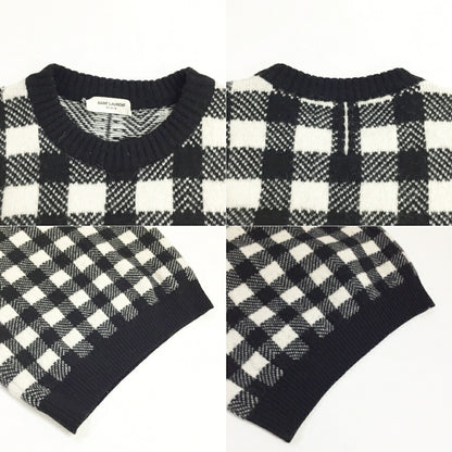 Saint Laurent Paris Block Check Knit Sweater Multi Size S
