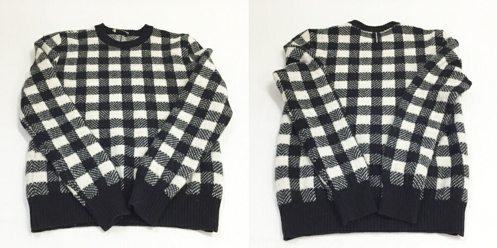 Saint Laurent Paris Block Check Knit Sweater Multi Size S