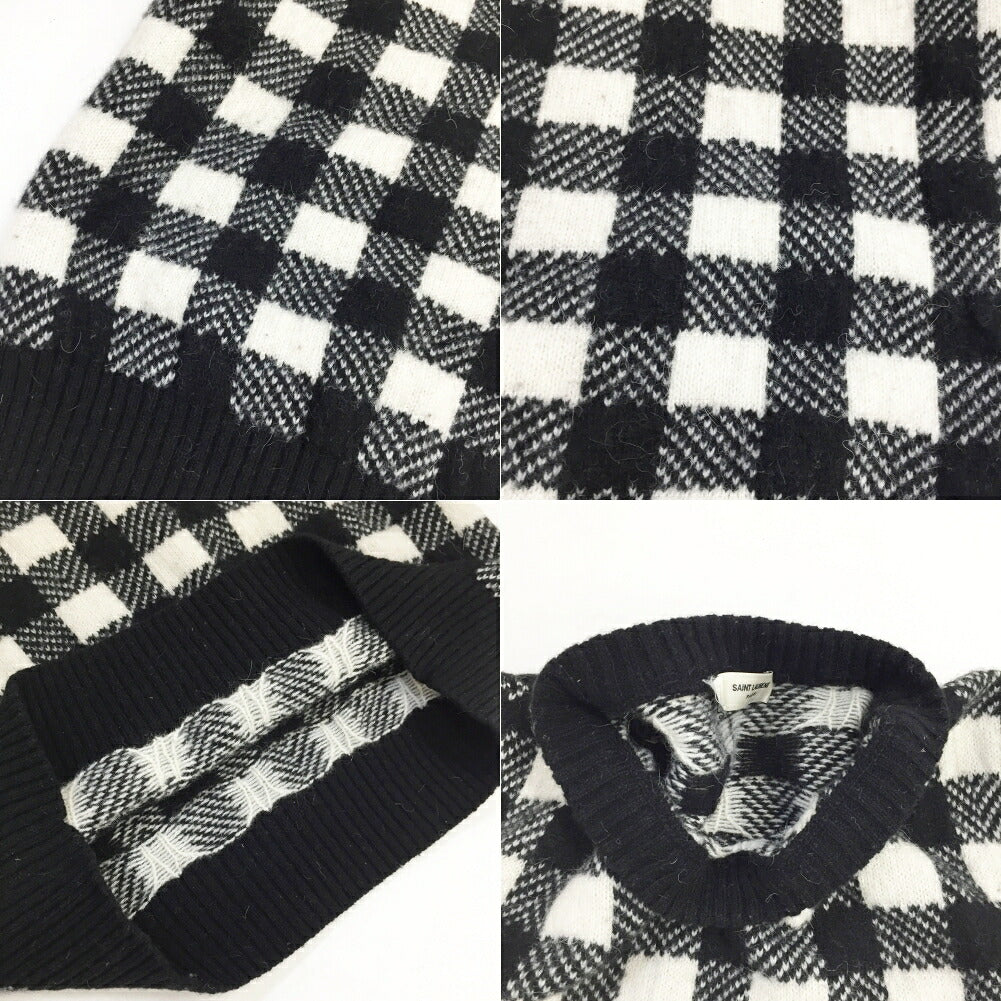 Saint Laurent Paris Block Check Knit Sweater Multi Size S