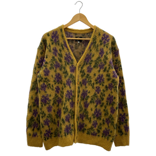 Needles F/W Mohair Flower Pattern Cardigan Yellow Size L