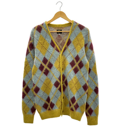 Mohair Cardigan Argyle Needles J0256 Yellow Cardigan Size L