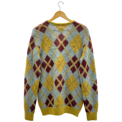 Mohair Cardigan Argyle Needles J0256 Yellow Cardigan Size L