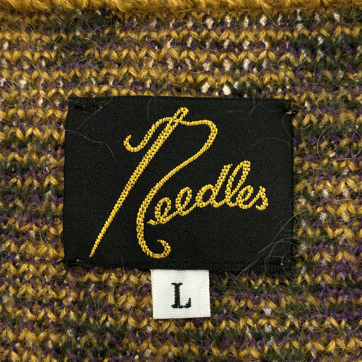 Needles F/W Mohair Flower Pattern Cardigan Yellow Size L