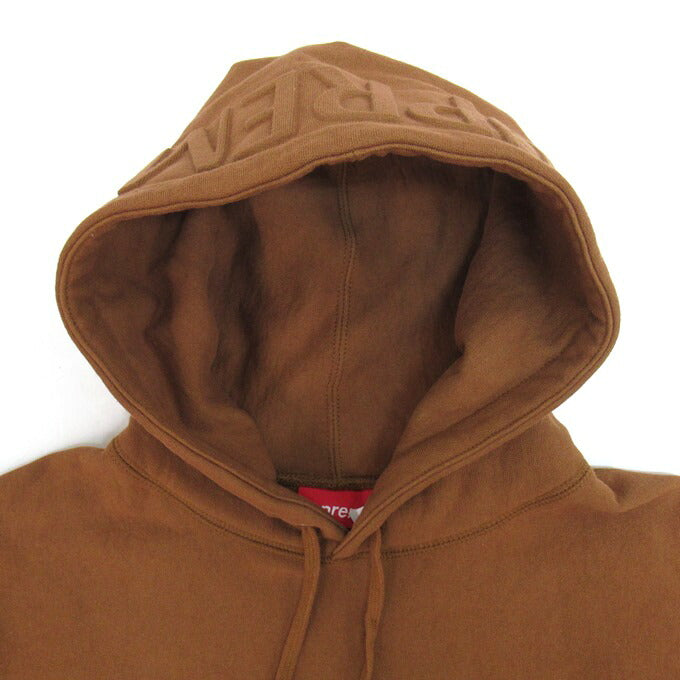 Supreme 17FW Embossed Logo Hoodie Brown Size L