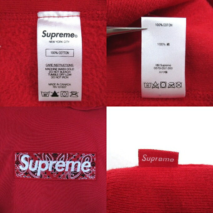 Supreme 19FW Bandana Box Logo Hoodie Red Size S