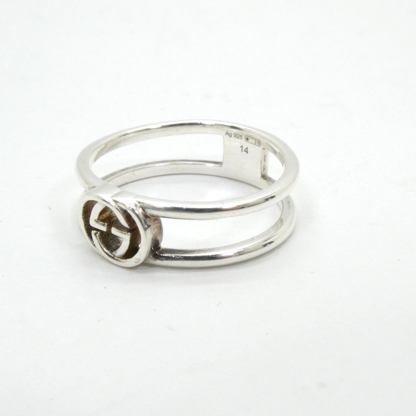 GUCCI Interlocking G Thin Open Ring Silver Size ONE SIZE