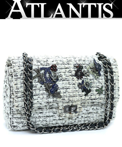 CHANEL Tweed 2.55 Matelasse Insect Bag White Size ONE SIZE