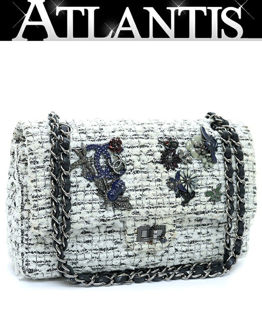CHANEL Tweed 2.55 Matelasse Insect Bag White Size ONE SIZE
