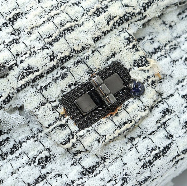 CHANEL Tweed 2.55 Matelasse Insect Bag White Size ONE SIZE