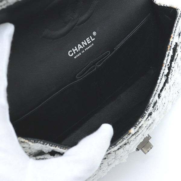 CHANEL Tweed 2.55 Matelasse Insect Bag White Size ONE SIZE