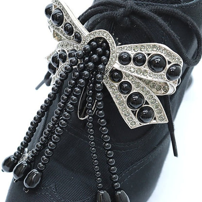 CHANEL Charm Satin Pumps Black Size 36