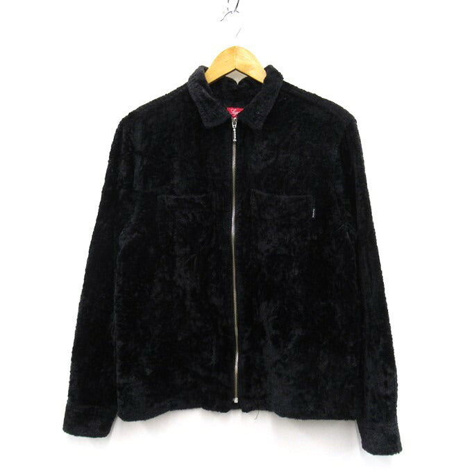 Supreme 17AW Cheetah Pile Zip Up Shirt Black Size M