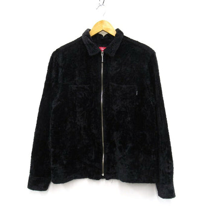 Supreme 17AW Cheetah Pile Zip Up Shirt Black Size M