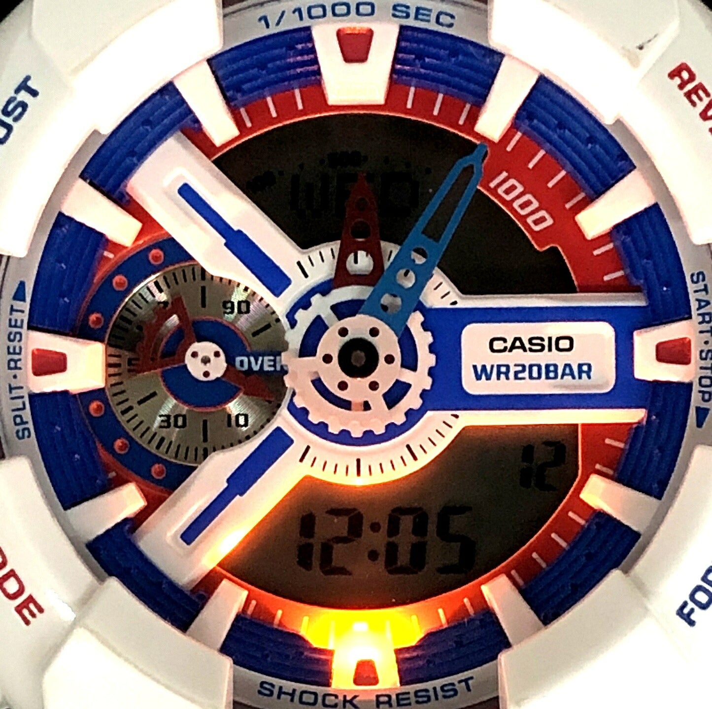 G-SHOCK White Tricolor Big Case Ana-Digi Watch Size ONE SIZE