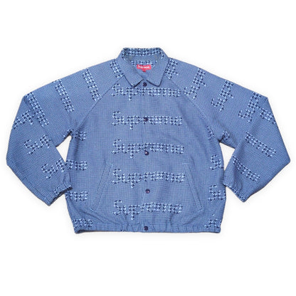Supreme 20AW Houndstooth Logo Snap Jacket Blue Size M