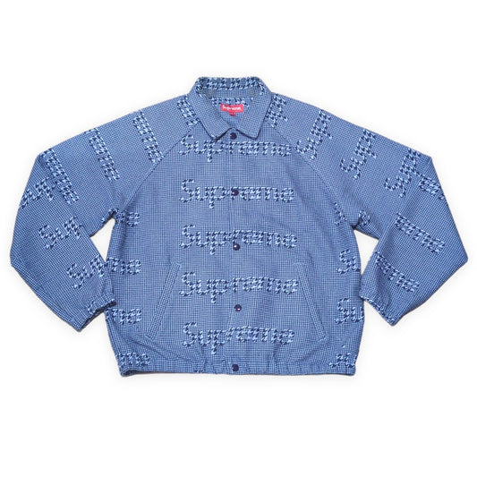 Supreme 20AW Houndstooth Logo Snap Jacket Blue Size M