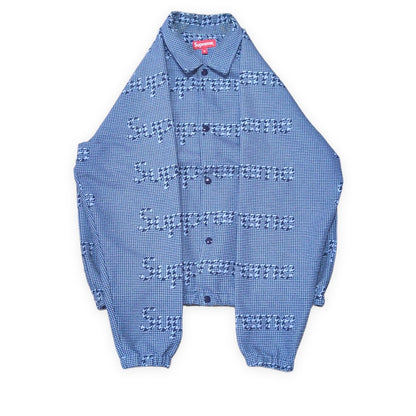 Supreme 20AW Houndstooth Logo Snap Jacket Blue Size M