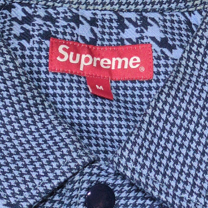 Supreme 20AW Houndstooth Logo Snap Jacket Blue Size M