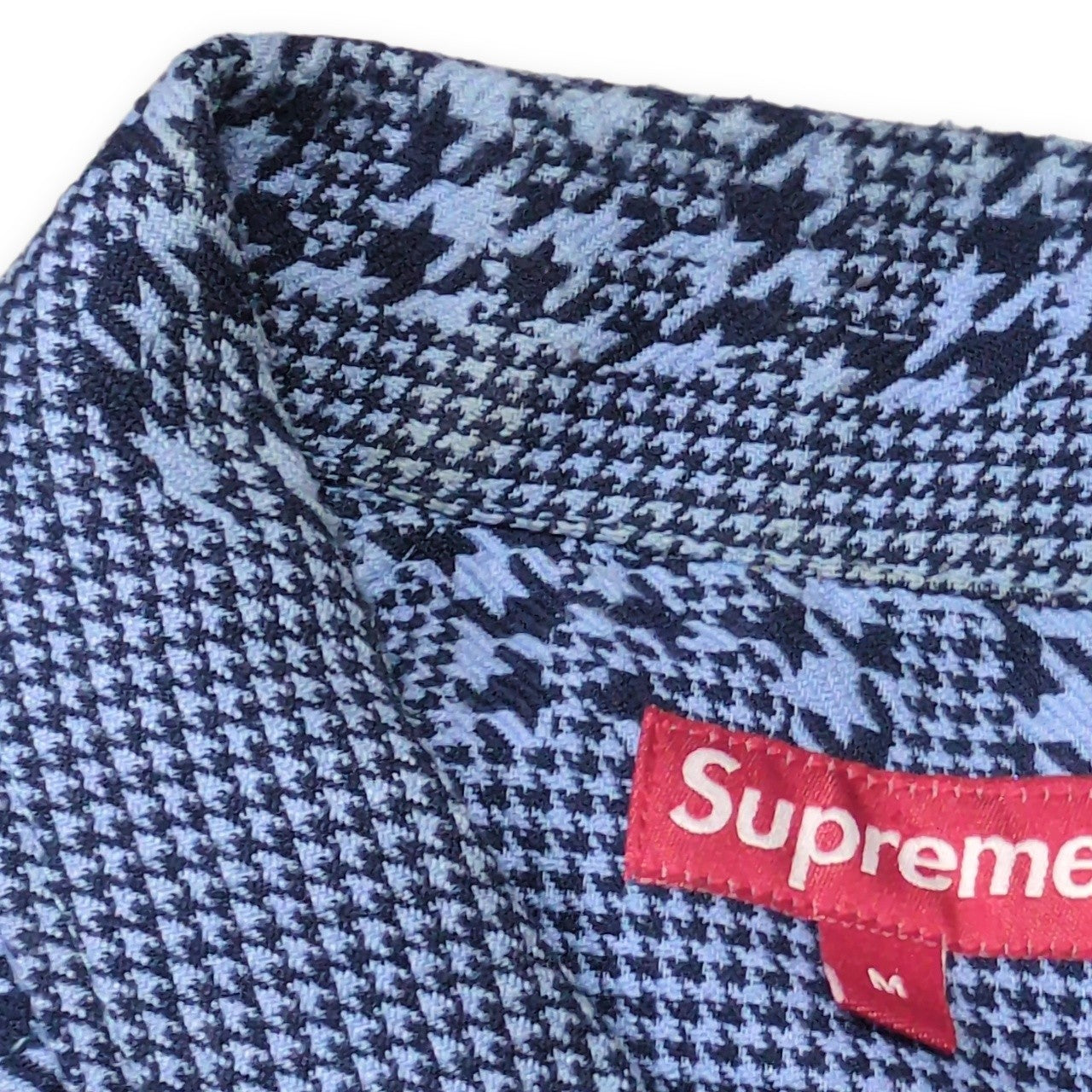 Supreme 20AW Houndstooth Logo Snap Jacket Blue Size M