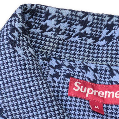 Supreme 20AW Houndstooth Logo Snap Jacket Blue Size M
