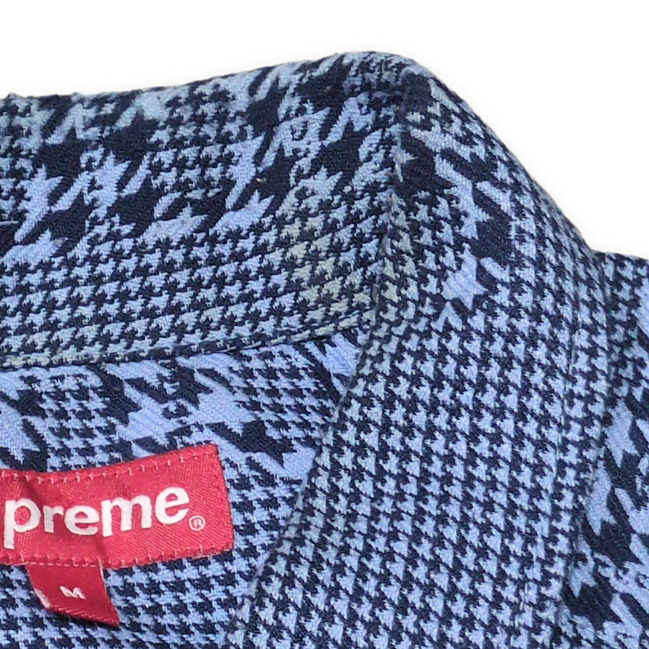 Supreme 20AW Houndstooth Logo Snap Jacket Blue Size M