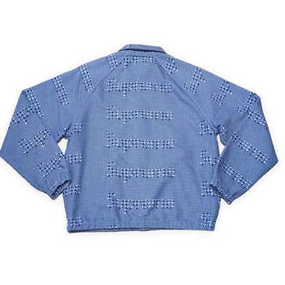 Supreme 20AW Houndstooth Logo Snap Jacket Blue Size M