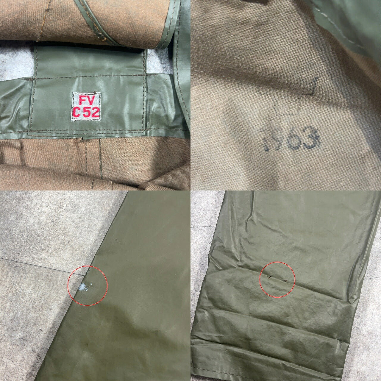 Vintage 60s Swedish Army Green Rubber Wet Weather Size C52