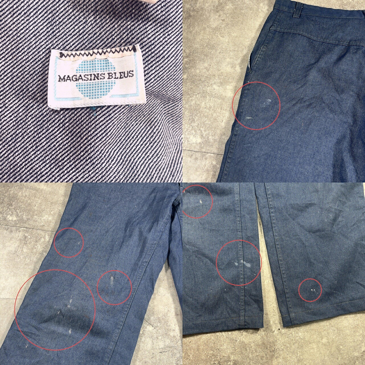 ITQXJ 70s 80s Magasins Bleus French Work Denim Jeans Blue