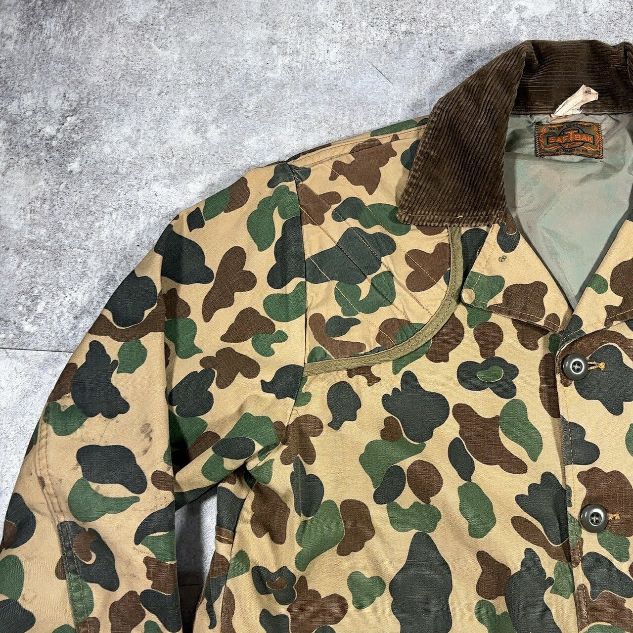 SAFTBAK 70s Vintage Duck Hunter Camo Cotton Jacket Size L