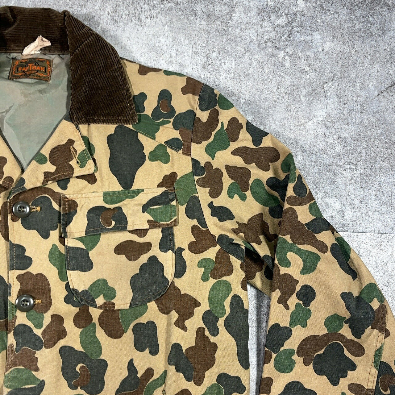 SAFTBAK 70s Vintage Duck Hunter Camo Cotton Jacket Size L