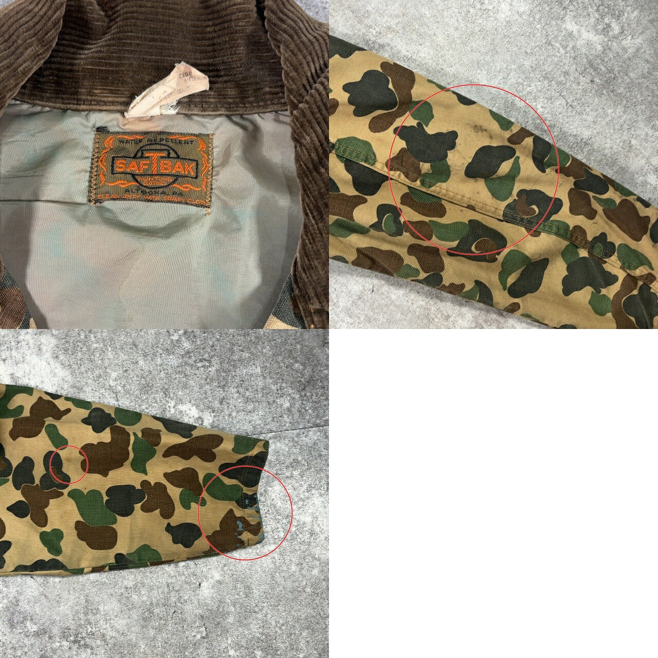 SAFTBAK 70s Vintage Duck Hunter Camo Cotton Jacket Size L